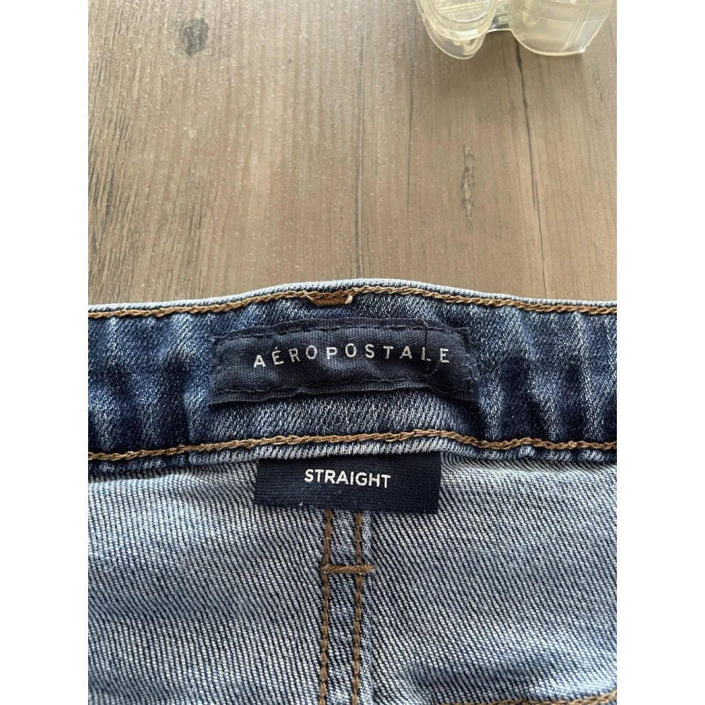Aeropostale AERO Slim Straight Jeans Men 36x32 Blue Stretch Denim
